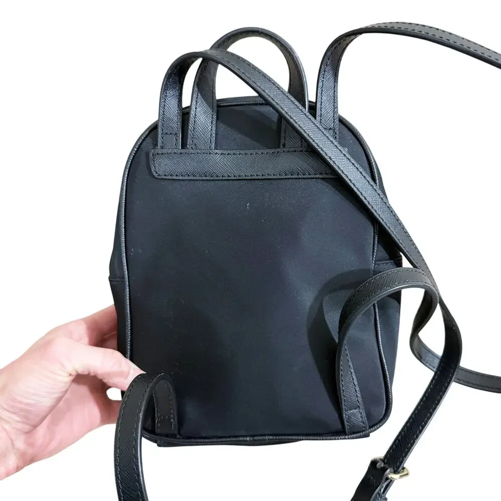 Kate Spade Black Mini Backpack Purse EUC Nylon Zip Top Adjustable Straps